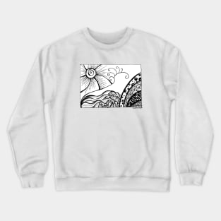 Ink drawing - Tangle Sun and Waves Crewneck Sweatshirt